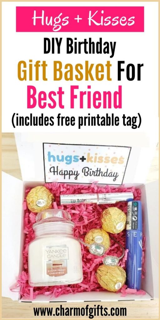 4 DIY Birthday Gift Baskets for Her With Free Printable Tag