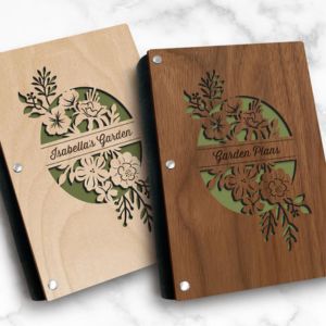 Two books with carved floral design