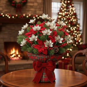 A christmas bouquet that has money folded like flowers