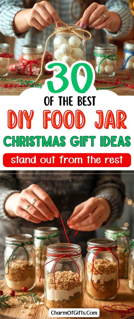 Woman preparing mason jar gifts for Christmas