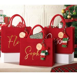 Set Of three custom bags in red with names on it
