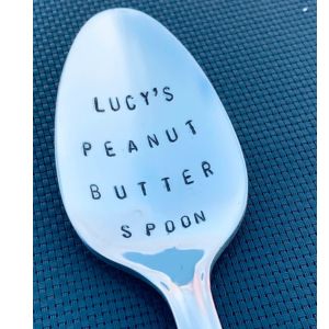 a spoon with text on it