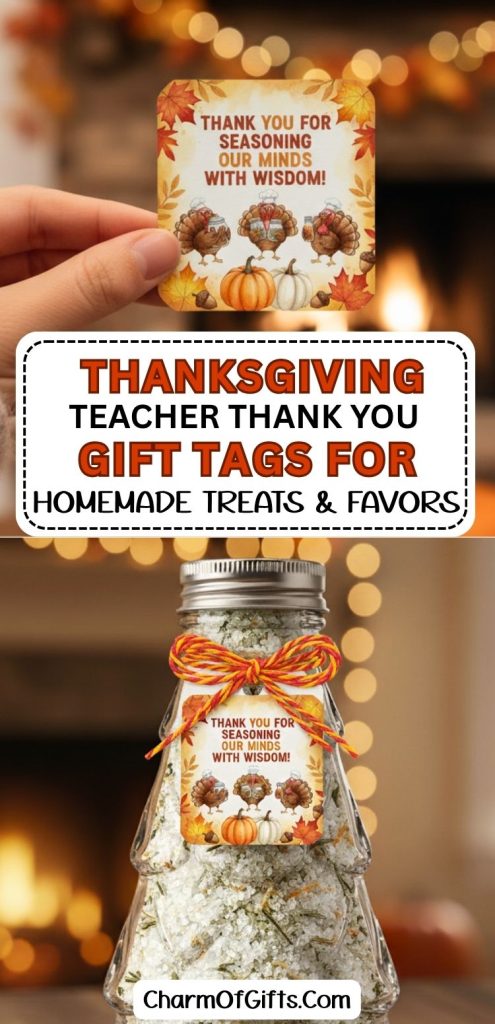 free printable thank u gift tags for teachers from kids for thanksgiving homemade treats and favor bags with DIY seasonings
