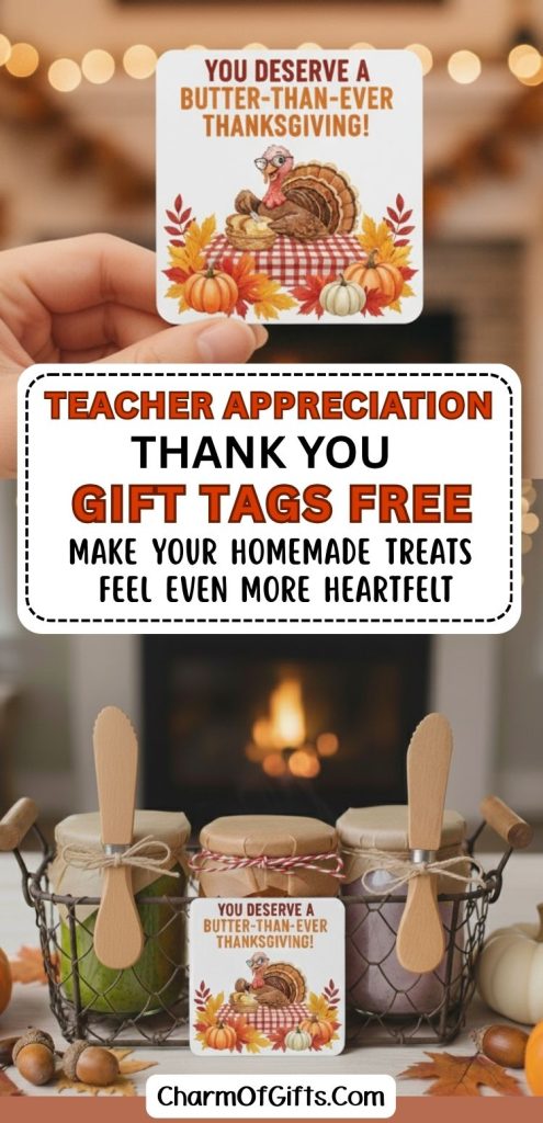 free printable thank u gift tags for teachers from kids for thanksgiving homemade treats and favor bags with flavored butters