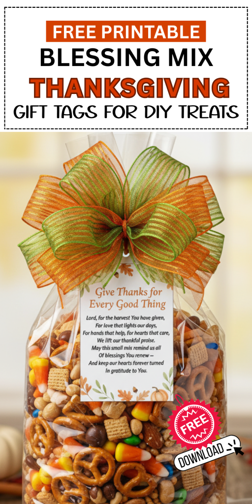 Thanksgiving Blessing Mix Free Gift Tags for DIY Treats for Friends Family Neighbors and teacher