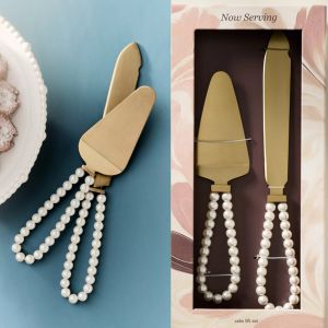 pearl handle cake serving set