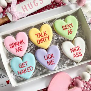 box of valentines cookies