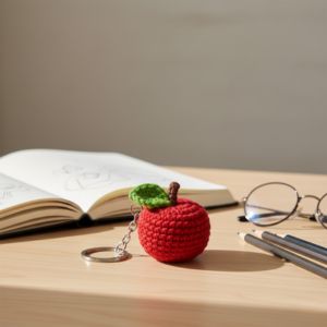 diy crochet apple keychain gift for teacher