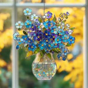 Forget Me Not Suncatcher hanging