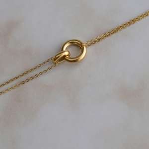 a double link necklace in gold
