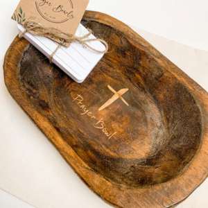a wooden prayer bowl