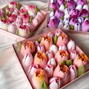 edible flowers set in trays