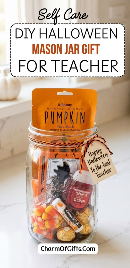 Self Care Halloween DIY Mason Jar Gift for Teachers