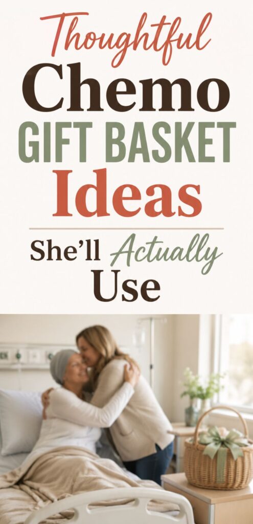 Looking for thoughtful chemo gift basket ideas that she'll actually use? This guide features comforting, practical, and uplifting items to include in a chemo care package for women, from cozy essentials and self-care gifts to helpful products for cancer treatment. Whether you're creating a DIY chemo gift basket or shopping for a ready-made cancer care package, discover meaningful ways to support a friend, family member, coworker, or loved one during chemotherapy. Save these chemo gift ideas, cancer gift basket ideas, and care package essentials for when you need inspiration.