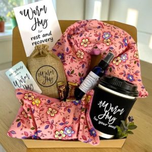 a chemo gift basket showing products for women