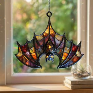 bat shaped suncatcher on a window