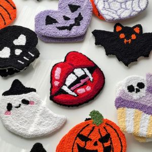 halloween themed coasters laying on a surface
