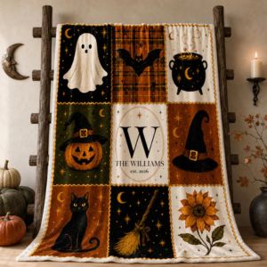 halloween themed personalized blanket