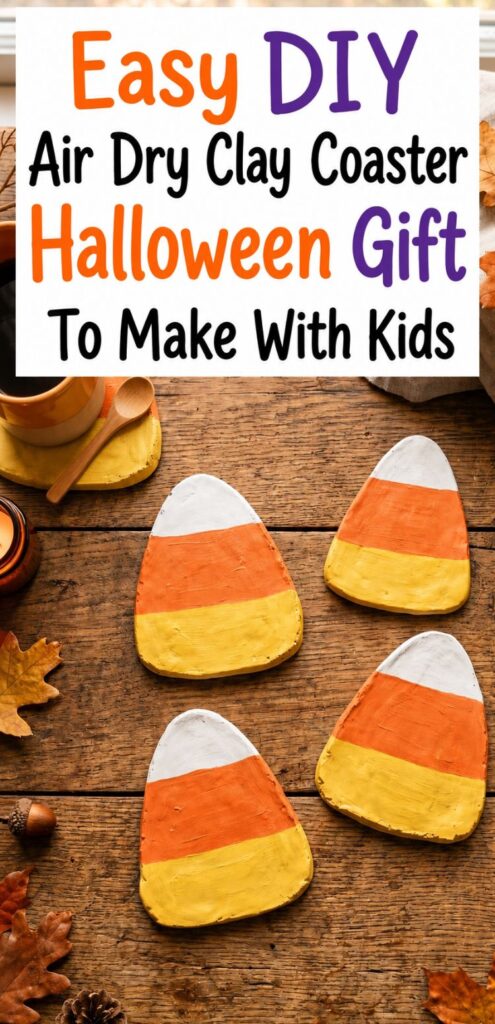 Easy Clay Halloween Gifts Candy Corn Coasters Kids Can Make