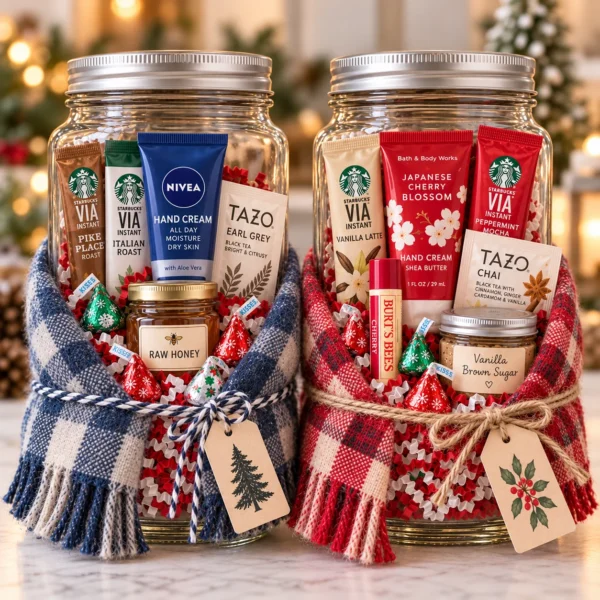 Winter office survival kit Christmas gift jars for coworkers