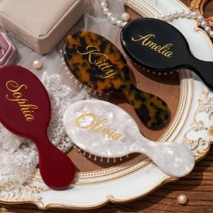 Personalized compact hair brush or comb for a teen girl's school bag, purse or travel pouch.