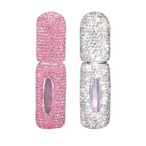 Pink and silver rhinestone mini perfume atomizers for a teen girl stocking stuffer.