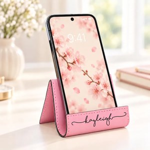 Personalized leather phone stand