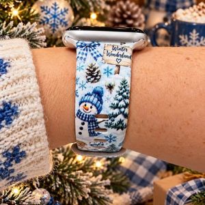 hand wearing a christms themed smart watch band